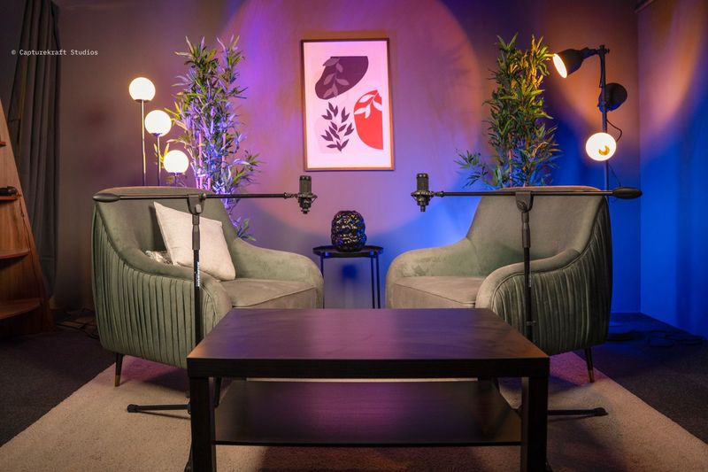 Afterglow Lounge — Mood-lit, purple-blue, intimate